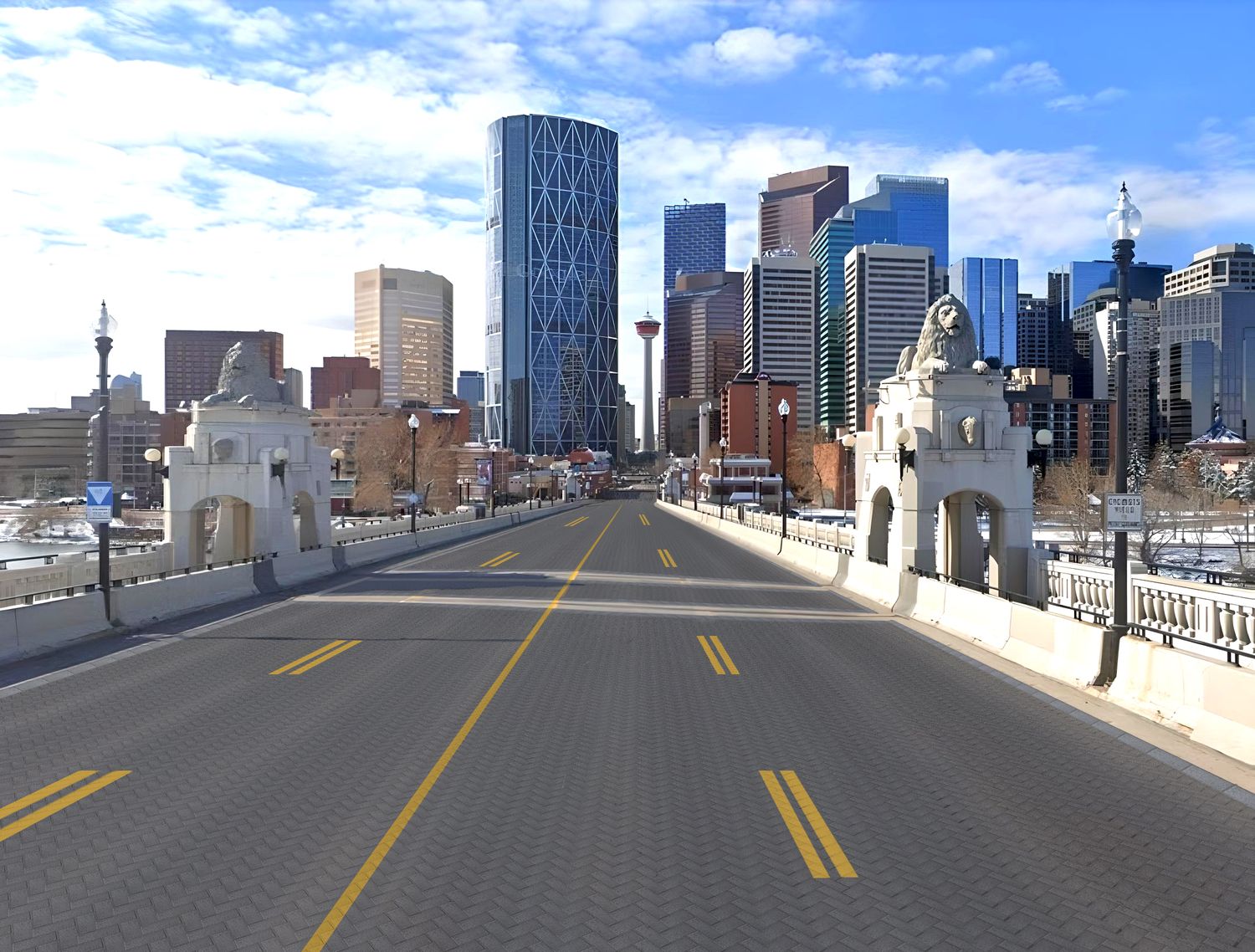Center Street, Calgary, resurfaced in paving stones (simulation)